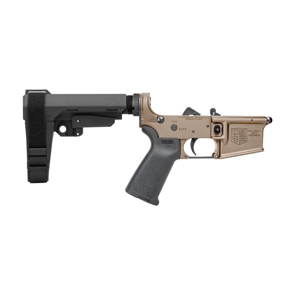 DB15 223/556/300BO COMPLETE ASSEMBLED AR PISTOL LOWER, FDE, w/ SB BRACE, NO MAGAZINE - MUST PROVIDE A VALID FFL - Image 2