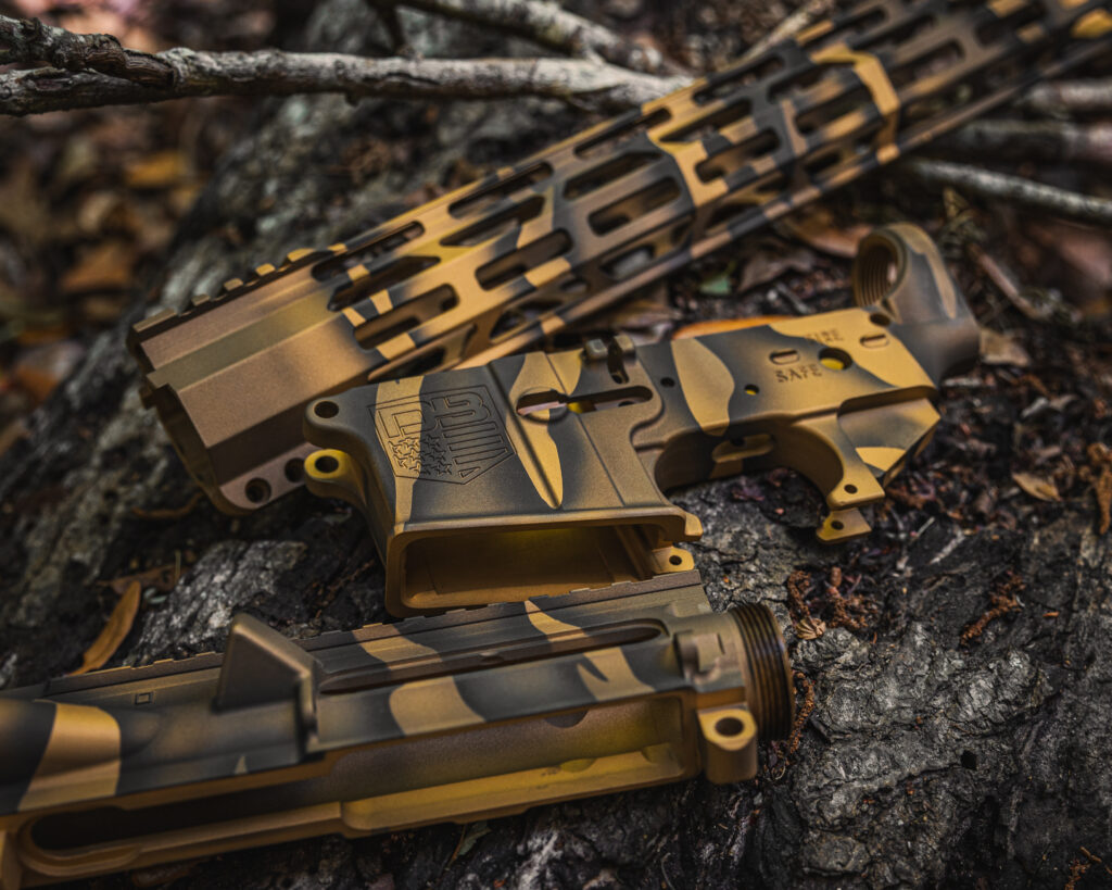 <strong>**SOLD OUT**</strong>  -  Gold/Black Tiger Stripe AR15 Upper, Rail, and Lower Cerakote Set - Image 6